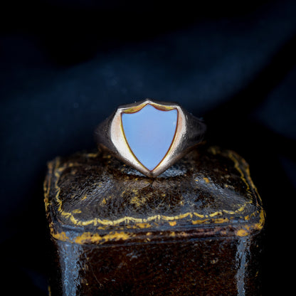 Antique Victorian Sardonyx Shield Plain Signet 9ct Yellow Gold Ring | Dated 1892